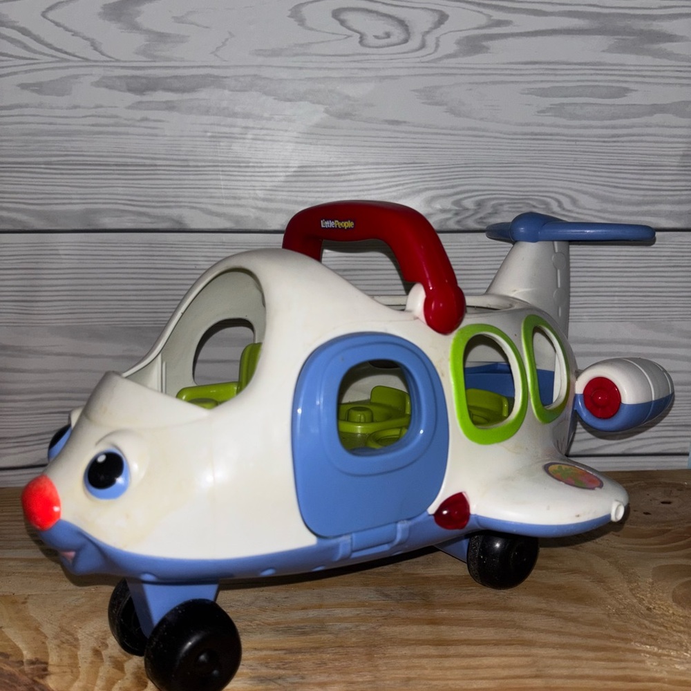 Fisher-Price White and Blue Toy Plane with Red Accents